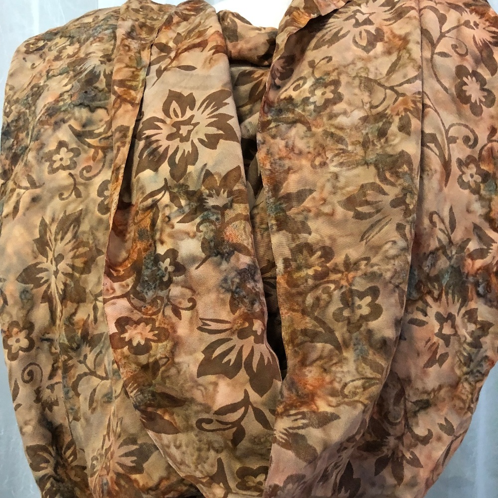 Women's Rust Tie Dye Floral Print Scarf / Wrap